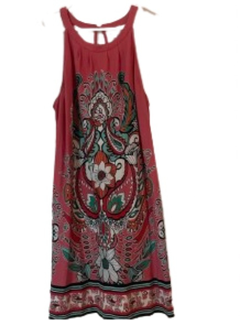 New York & Company Pink&Teal Paisley Halter Shift Dress Size XXL
